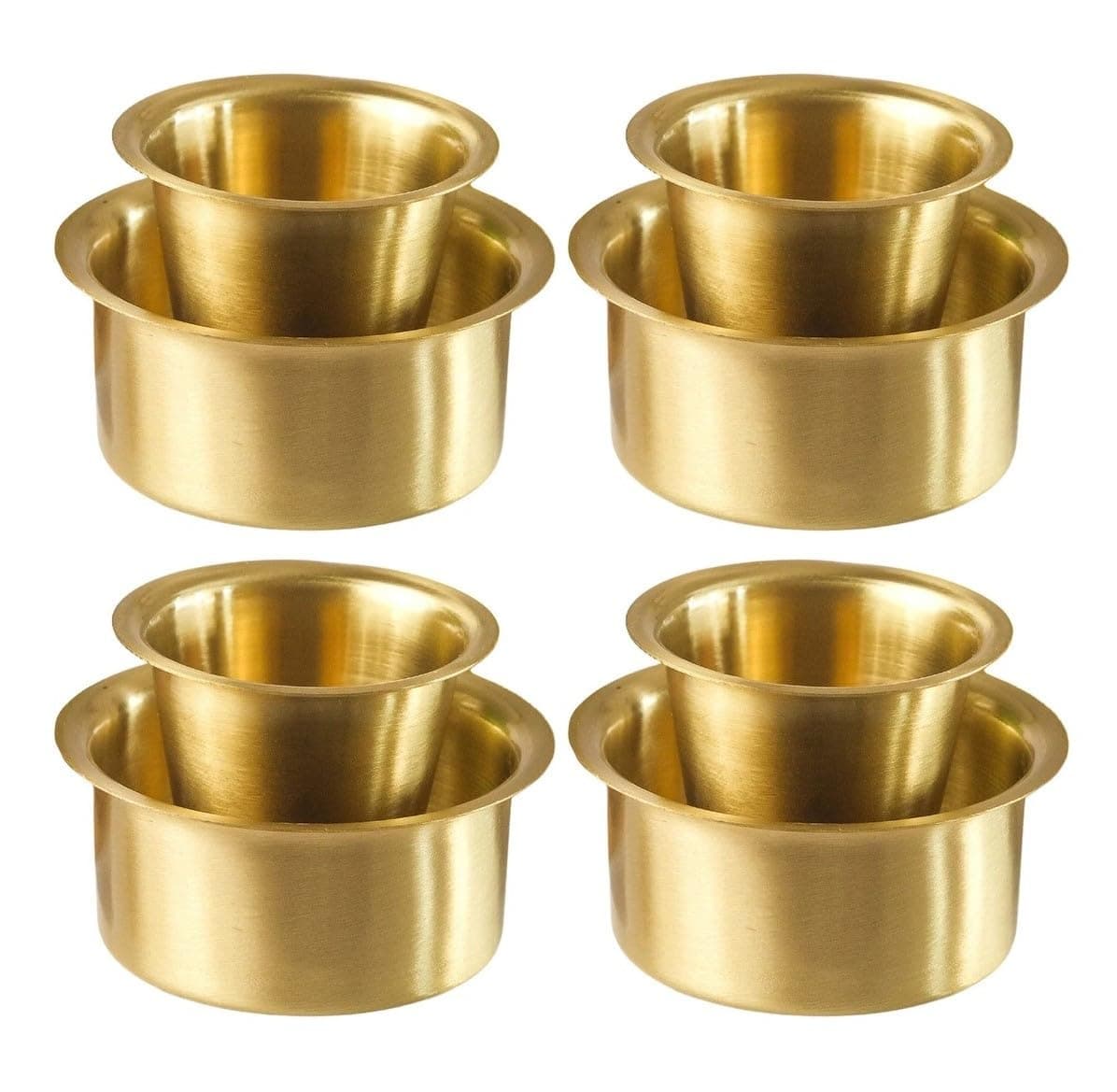KC Brass Dabara Set | South Indian Coffee Glass Tumbler | Tea, Coffee Dabara Set of 4 (120 ML Capacity, Large)
