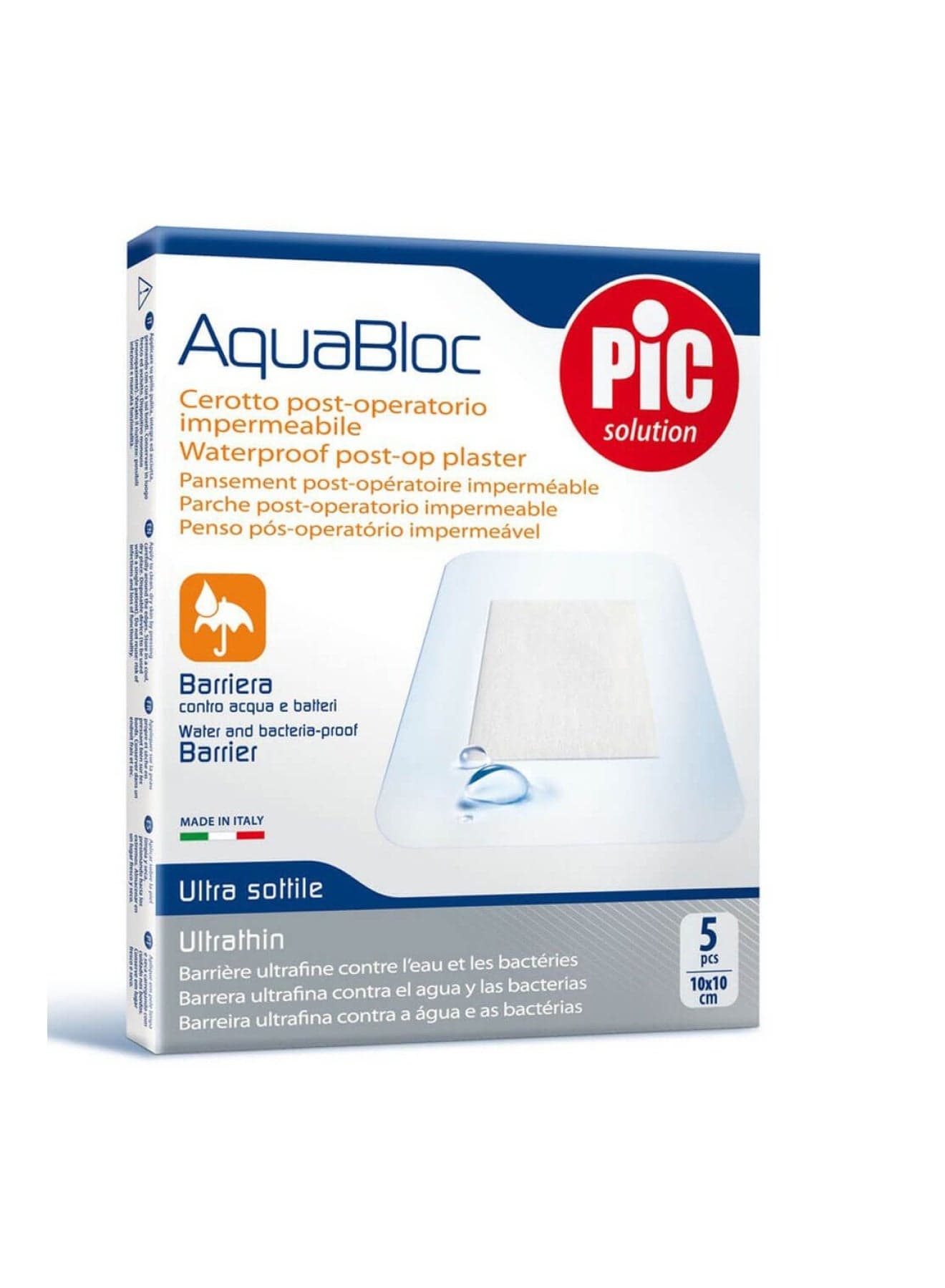 Aquabloc Waterproof Post-Op Plasters 10 x 10 cm 5's