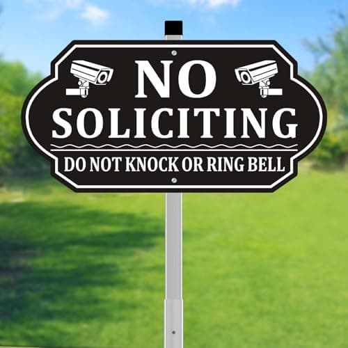 No Soliciting Sign for House No Soliciting Signs for Front Door Heavy Duty Aluminum Yard Signs with 28Inch Stake UV Protected Weather Resistant and Easy Install for Lawns Garden14x7 inches Black 14 x 7 inches no soliciting sign for house