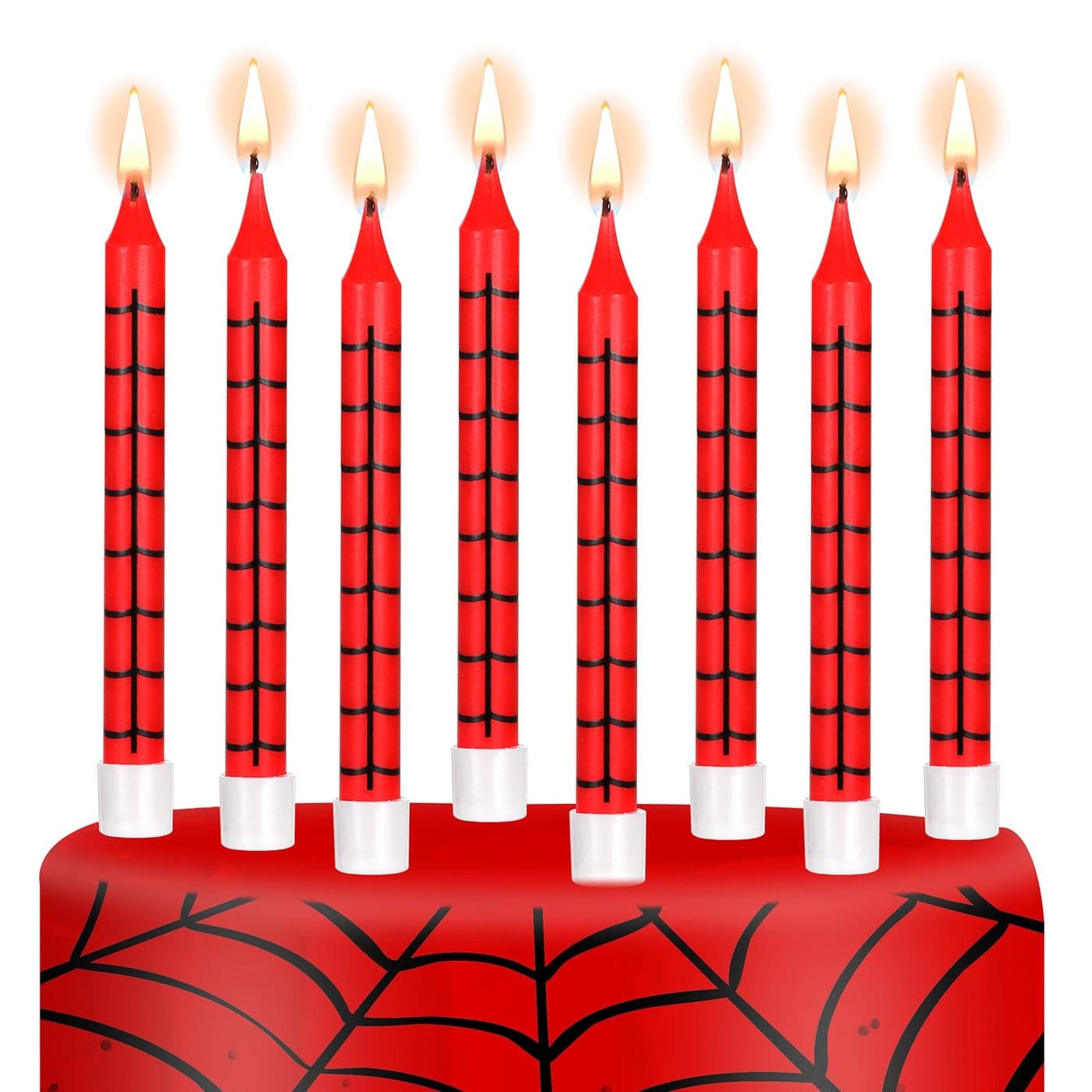 Cindeer 12 Pcs Spider Themed Birthday Candles Web Cake Topper for Spider Party Decoration Birthday Baby Shower Halloween Party