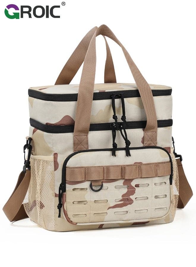 Insulated Lunch Bag,17L Double Deck Leakproof Insulated Large Adult Camping Cooler bag,pPicnic Bag,Lunch Bag for Women Tote Cooler Bag,Expandable Reusable Water-resistant Lunch Box for Work Travel Picnic Hiking