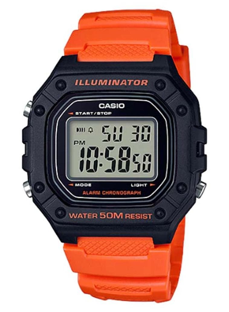 Men Resin Digital Wrist Watch W-218H-4B2VDF - 44 mm - Orange