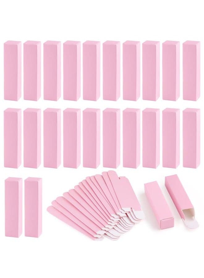 100 Pack 0.78 * 0.78 * 3.34 inch Kraft Paper Lipstick Box Rectangle Lip Balm Kraft Boxes Essence Oil Bottle Packaging Organzier for Makeup Sample Tube Storage DIY Gifts - Pink