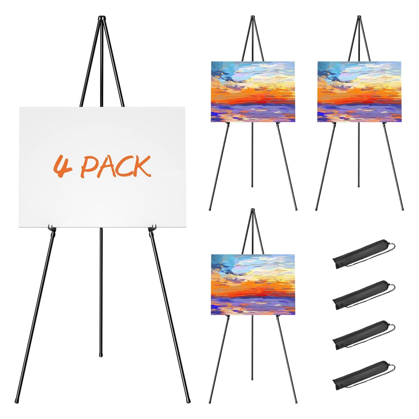 Easel Stand for Display Aredy 63 Portable Painting Easel Lightweight Metal Easels for Painting Canvas Wedding Sign 4 Pack