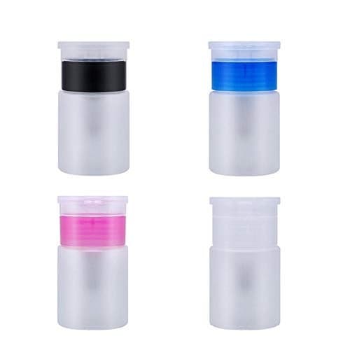 4 Pieces 60ml Push Down Empty Pump Dispenser Bottle Nail Polish Remover Pump Empty Bottle Dispenser with Flip Top Cap for Nail Polish Remover Makeup Organizer Travel Bottle