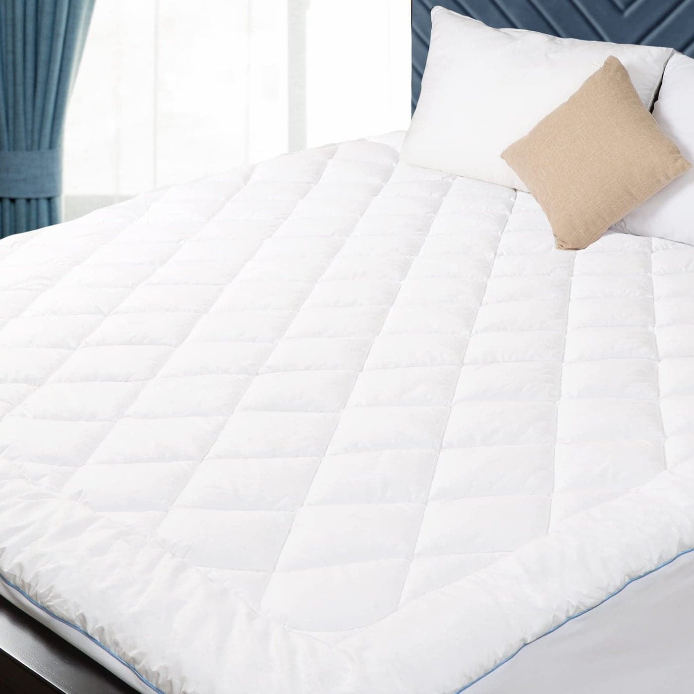 HOMTEC Twin XL Mattress Pad Cotton Mattress Pad Cover for College Dorm Quilted Mattress Cover 1822 Deep Pocket Mattress Protector Twin XL Size Thin Down Alternative Filling Noiseless Breathable