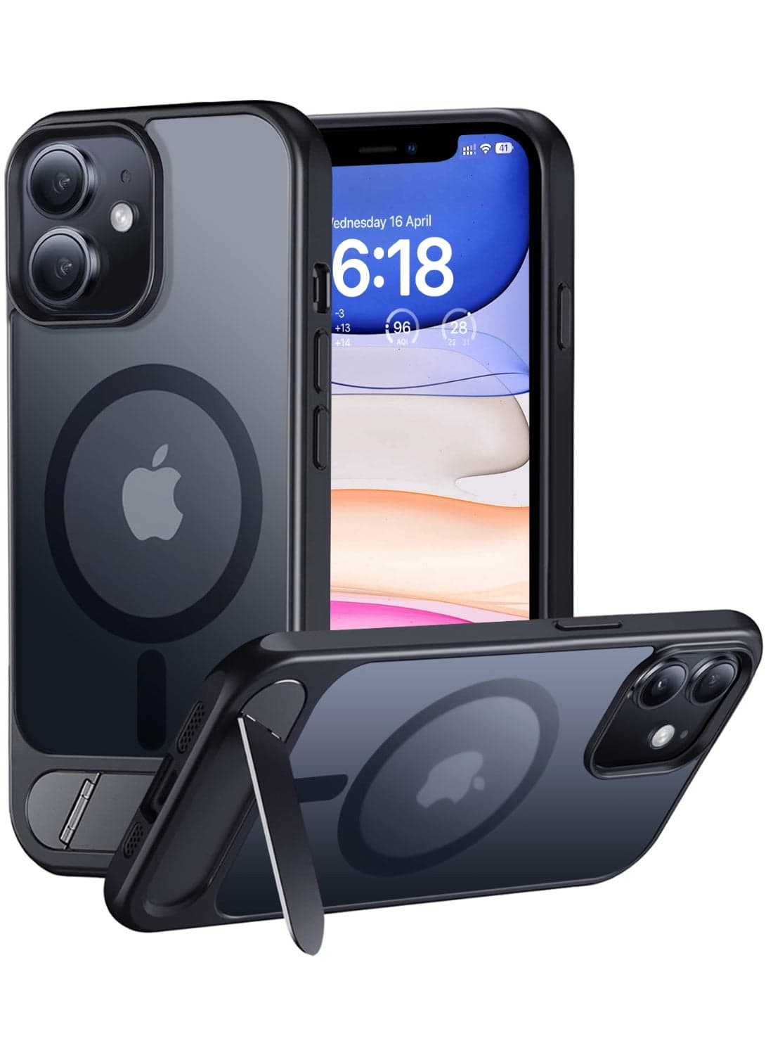 iPhone 11 MagSafe Case, Magnetic Cover with Invisible Stand, Shockproof Protection Phone Shell, Matte Kickstand Back Cases for Apple 11 6.1 (2019) (Black)