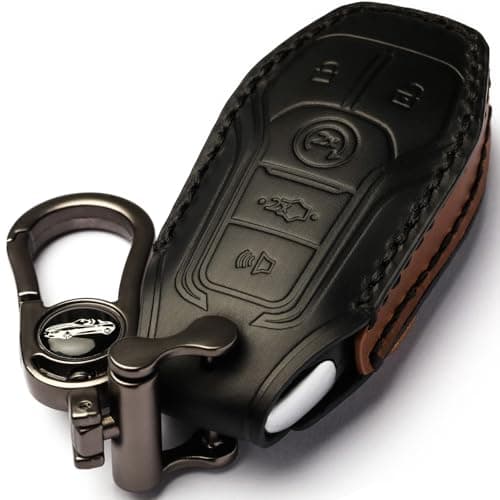 APEKUU Car Key Fob Cover Key Shell Compatible with Ford Mustang, F-150, Explorer, Focus; older models of Lincoln MAZ MKC MKX(B-Black)