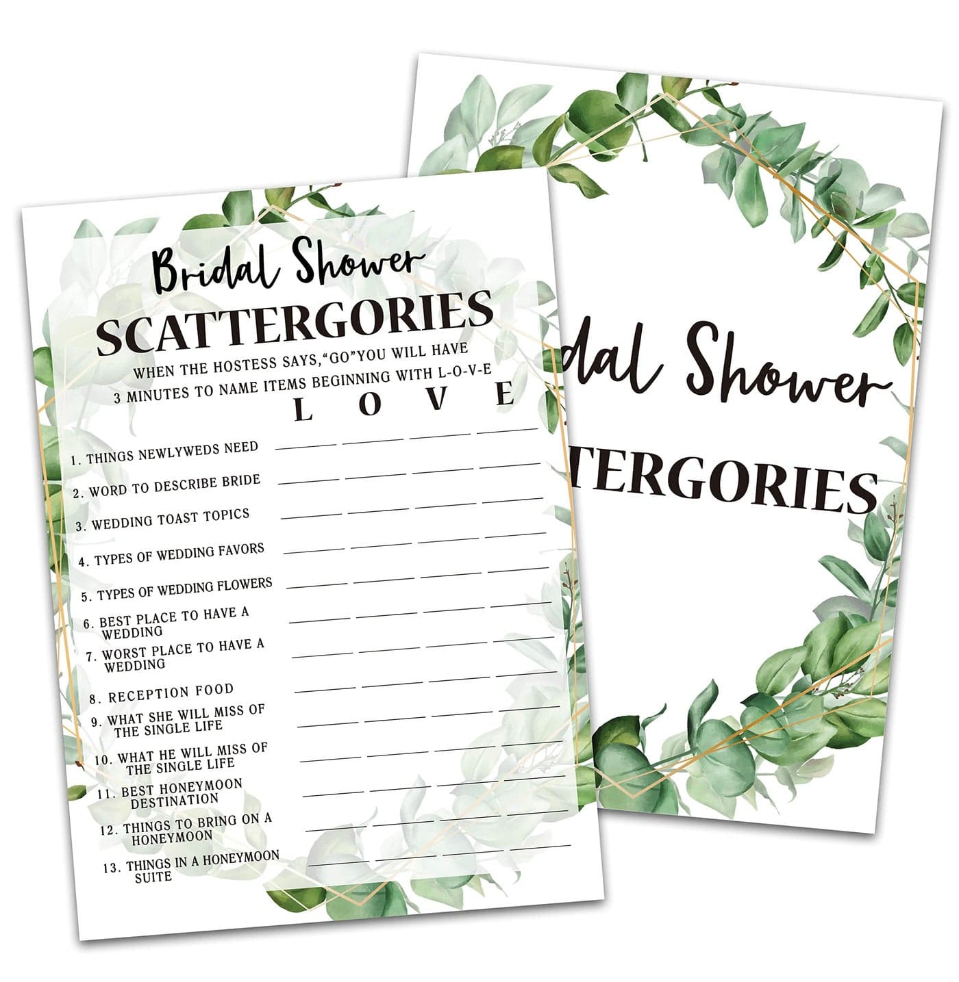 Bridal Shower Game Cards, Bridal Shower Game, Tropical Jungle Theme Engagement Party Cards For Wedding, Set of 30 Cards(Leaf005)