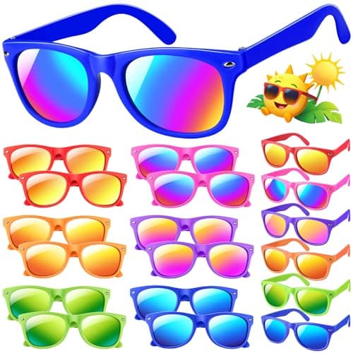 YADIYA Kids Sunglasses Bulk Party Favors for Kids 4835 12 pack Neon Toddler Sunglasses For Boys Girls UV 400 Protection kids sunglasses Great Gift For Birthday Beach Pool Party Supplies