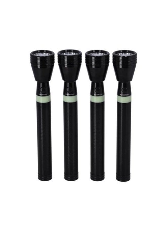 Krypton KNFL5404 Rechargeable LED Flashlight Set | 4-Piece CREE LED Torch | 1900mAh Battery | 2 Hours Working | 3000m Range | Aluminium Body | Indoor & Outdoor