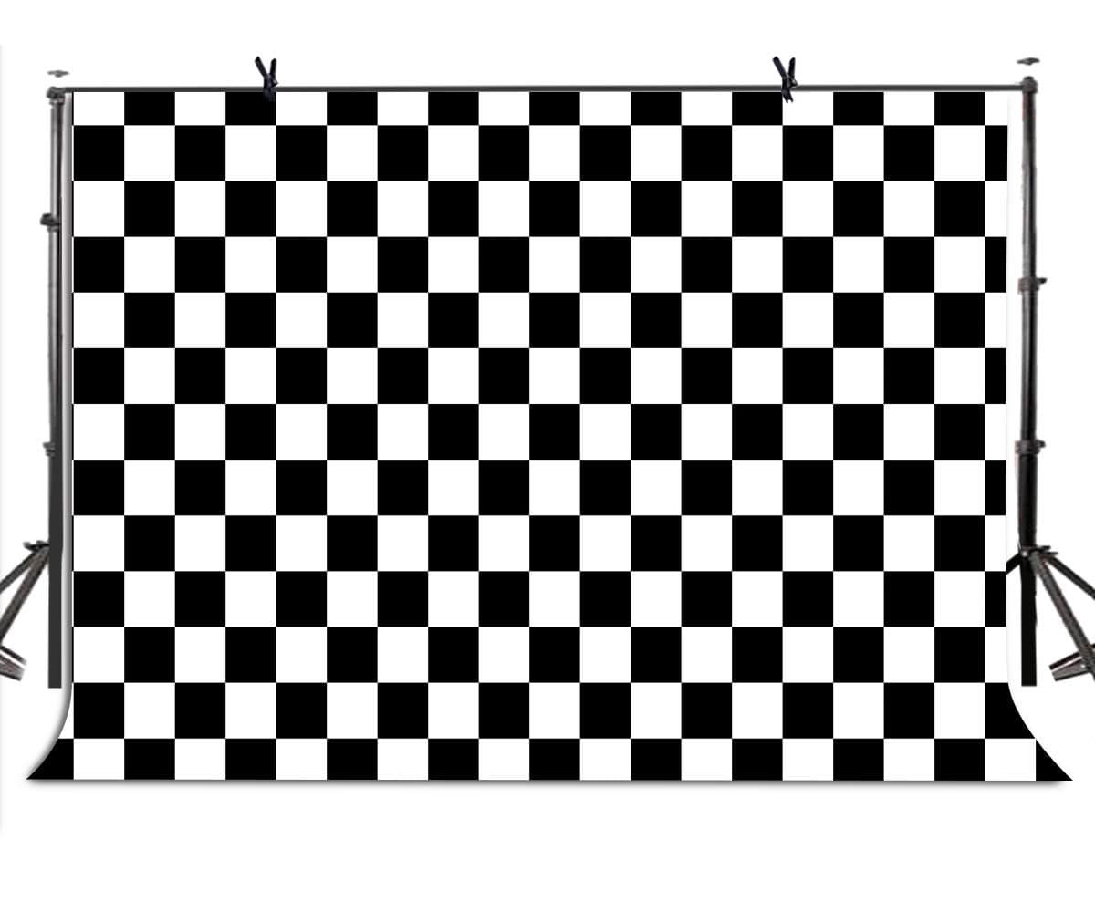 LYLYCTY 7x5ft Checkers Backdrop Black and White Racing and Checkered Pattern Photo Booth Chess Board Texture Grid Photography Background LYZY0505