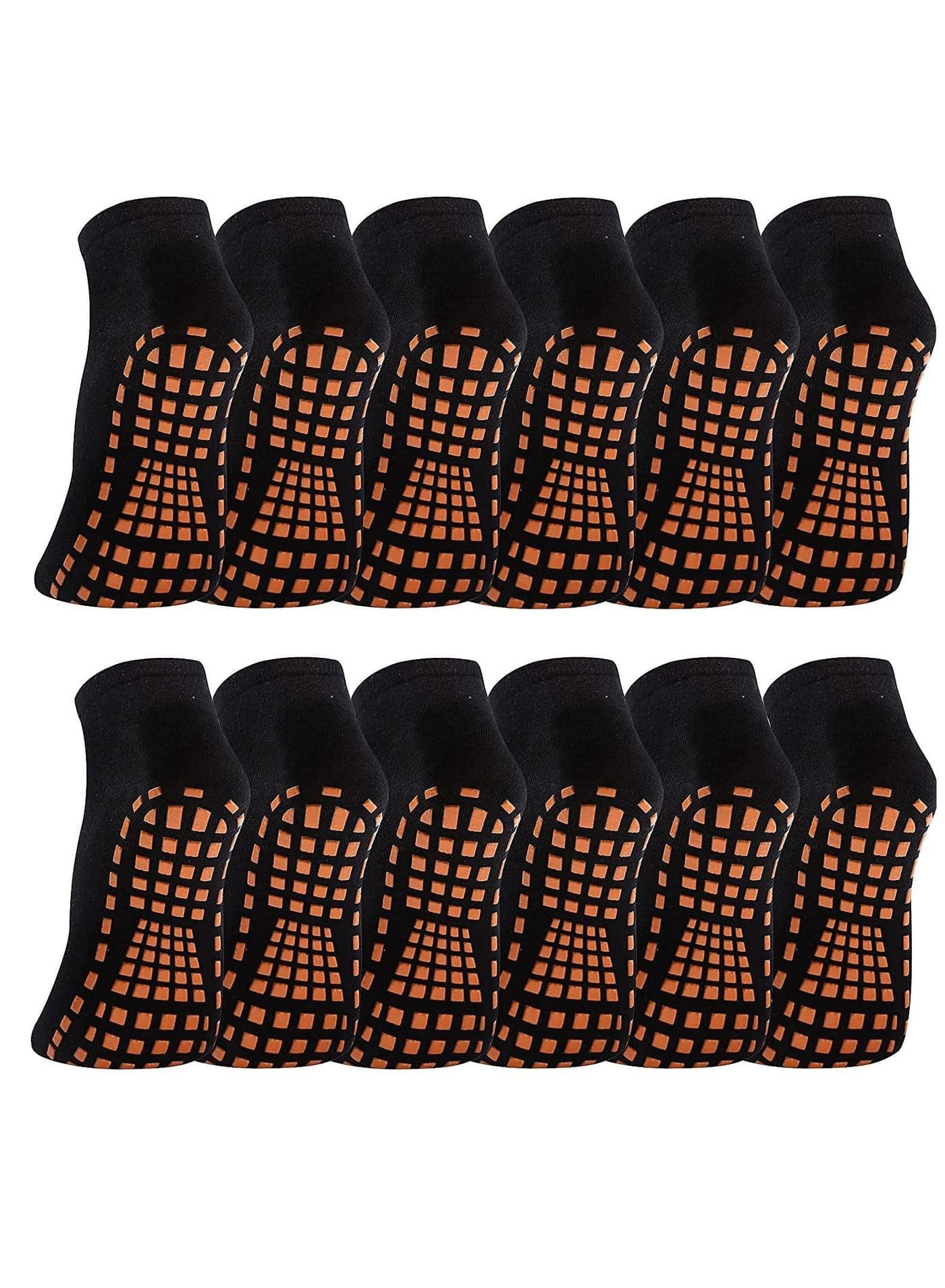12 Pairs Slipper Socks for Women, Non Slip Skid Gripper Socks,Athletic Short Cotton Trampoline Adults Women Hospital Yoga Socks(Black)