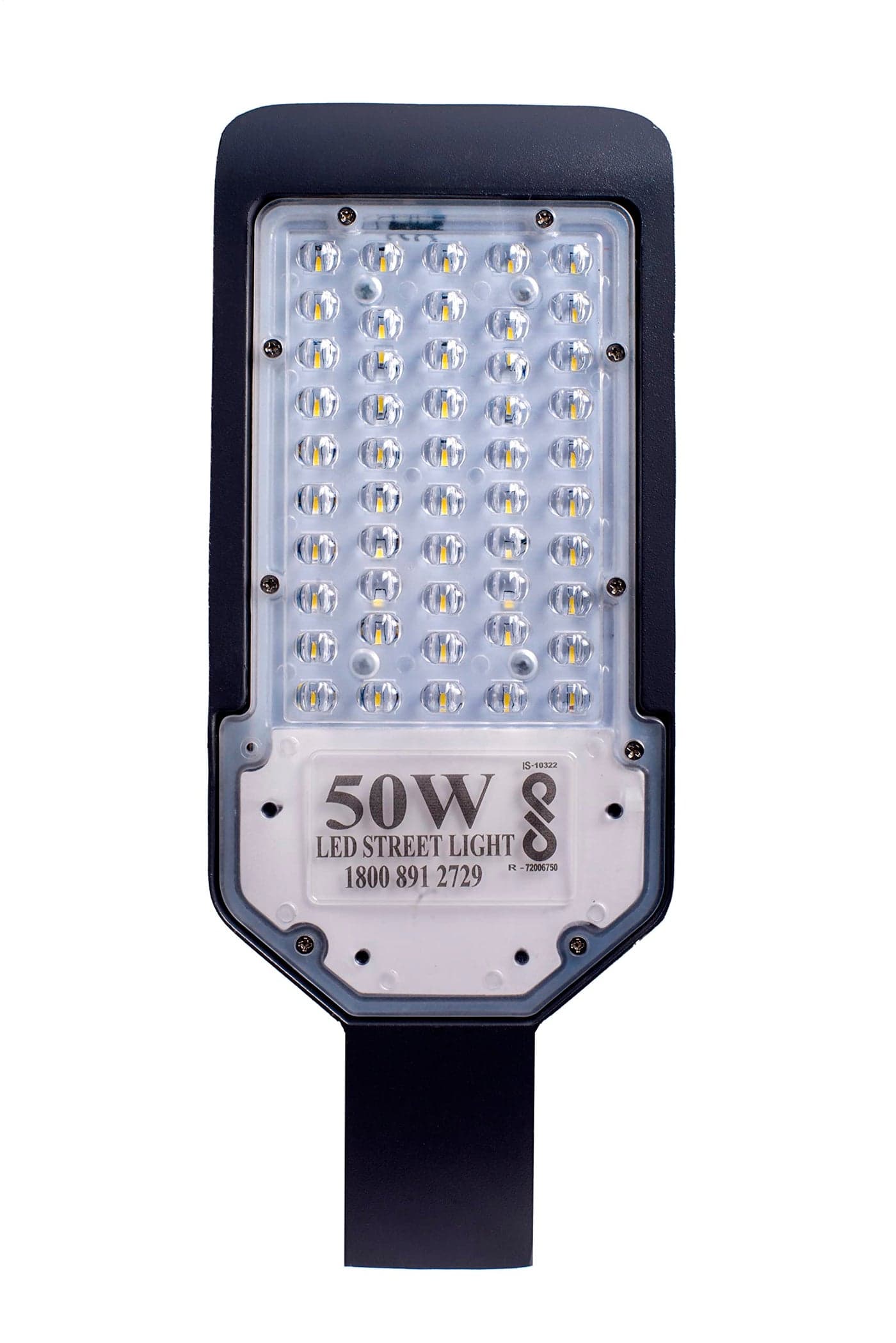 PE Polycarbonate 50 Watts Lens Led Street Light Waterproof Ip65 Full Poly Carbonate Body,140 R Watt Lumens With 2 Year Warranty Bis Approved Pack Of 1, Corded Electric, Black