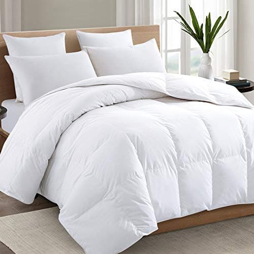 TEXARTIST Premium 2100 Series Oversized Queen Comforter All Season Breathable White Comforter Soft 4D Spiral Fiber Quilted Down Alternative Duvet with Corner Tabs Hotel Style 98x98