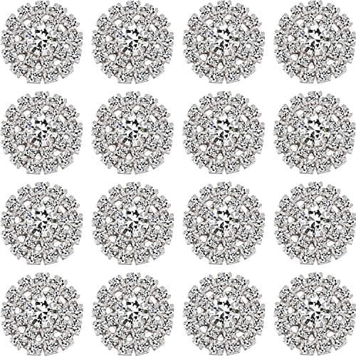Hicarer 50 Packs Rhinestone Embellishments 19 mm Sew on Rhinestones Gems Button Accessory Silver Glass Crystals Buttons for DIY Jewelry Crafting Sewing Clothes Wedding Hair Decoration Accessories
