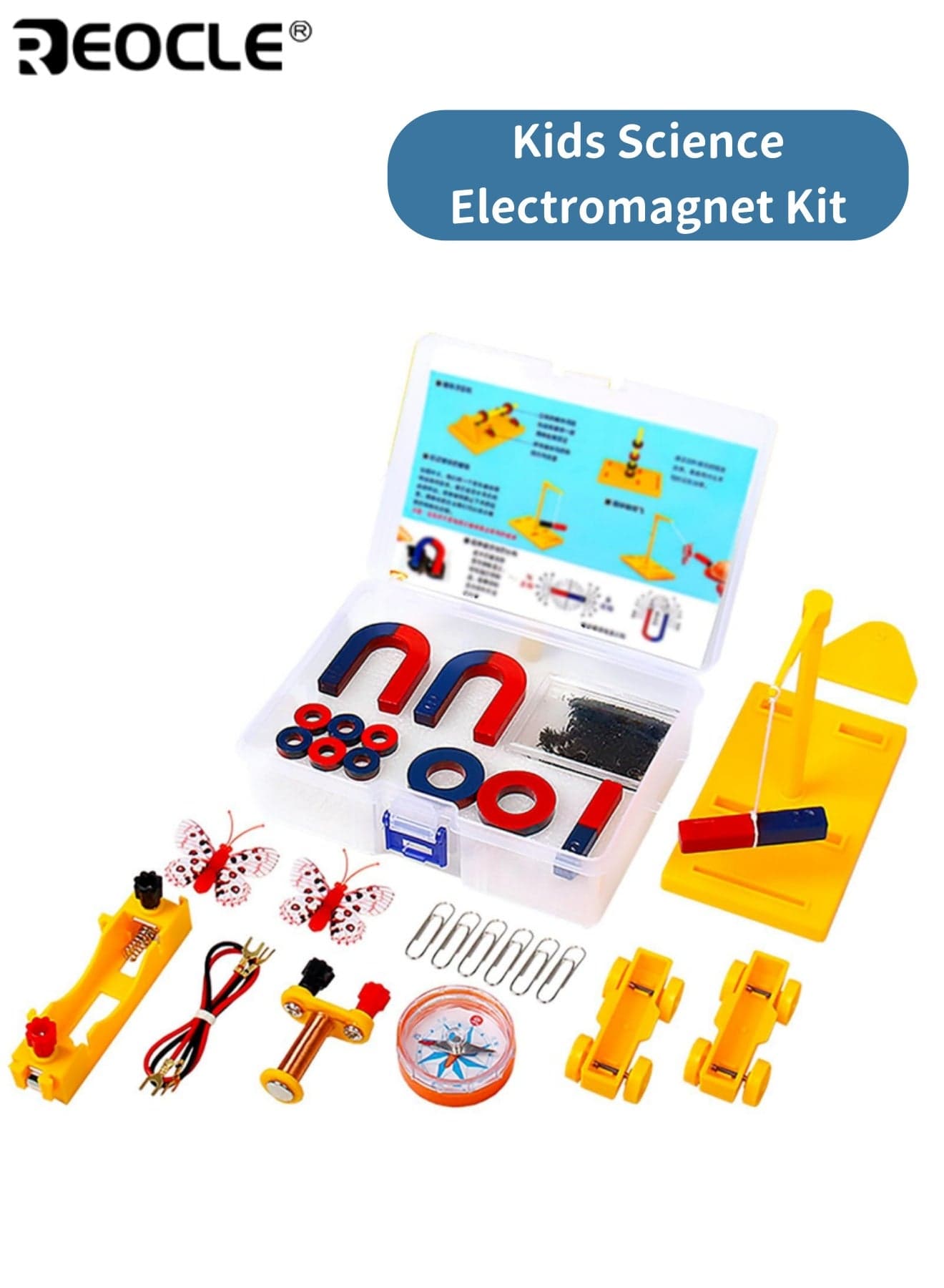 Science Electromagnet Kit for Kids Electricity and Magnetism Experiment Kit Educational Science Experiment Magnet Set Includes Magnet Compass Circuit ect Fun Learning for Home School Ideal for Kids
