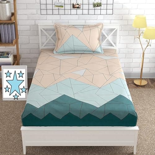 RRC 144TC Microfiber Cotton Single Bedsheet with 1 Pillow Cover for Every Day Use for Single Bed 60X90(inches) Single Bedsheet,17X27(Inches) Pillow Cover