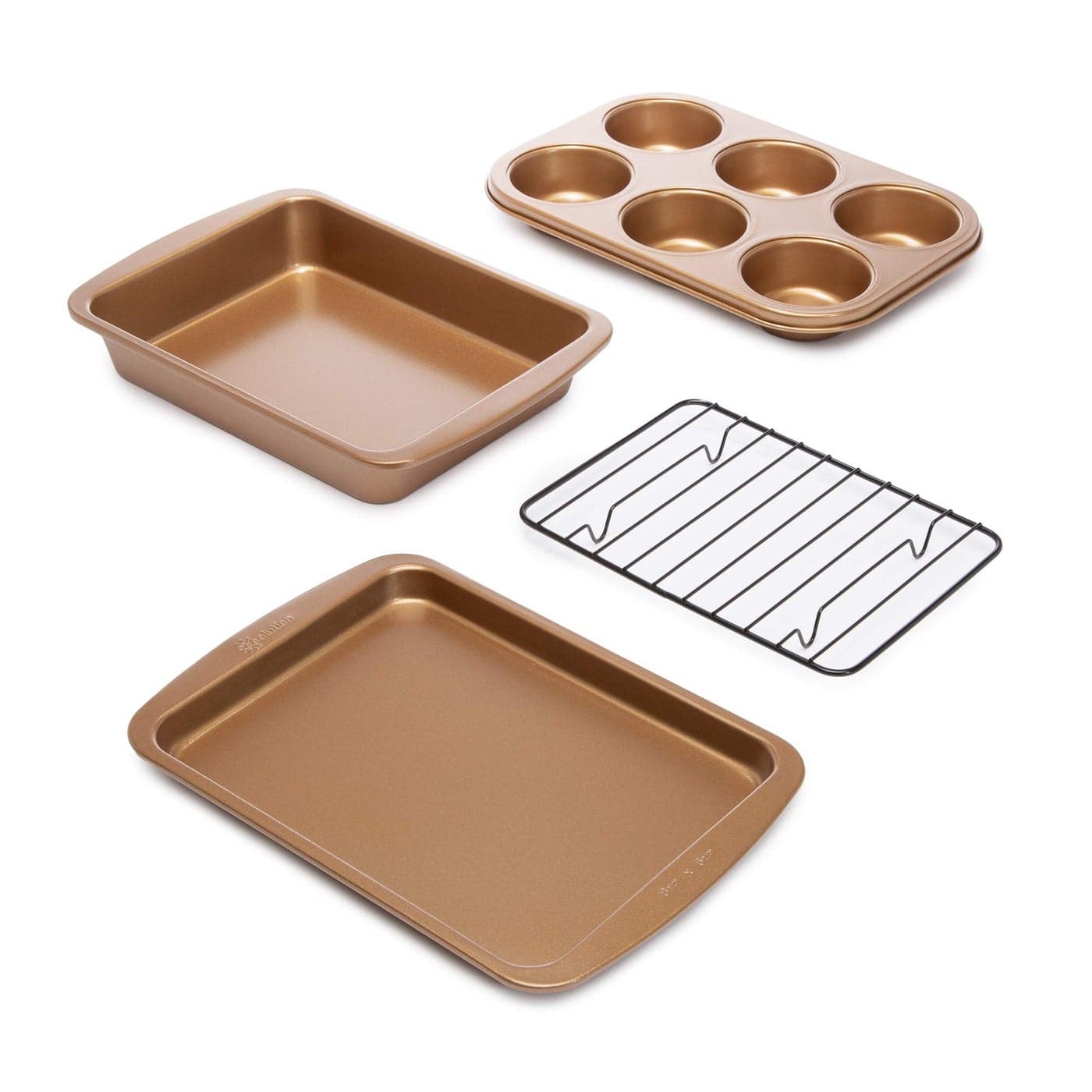 Ecolution NonStick Toaster Oven Bakeware Set 4Piece Carbon Steel Easy to Clean and Perfect for Single Servings Copper