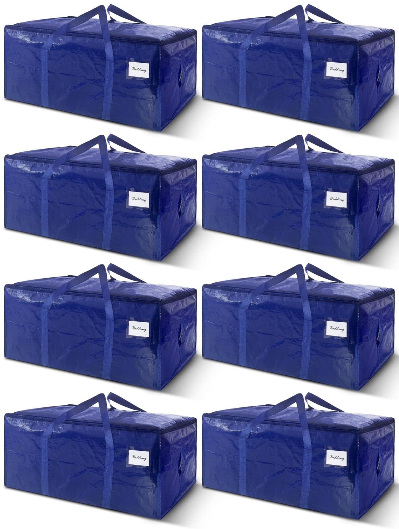 8 Pack Extra Heavy Duty Large Moving Bags with Strong Zipper & Carrying Handles, Sturdy Clothes Storage Bag Totes Bins, Packing Bags Moving Boxes College Moving Supplies, Dark Blue - 40 gal
