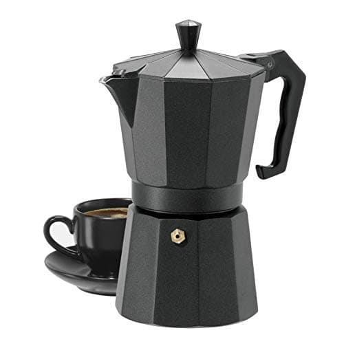 Harions Aluminium Italian Espresso Stove Coffee Maker Filter Coffee Percolator - Moka Pot (Black 6cup)