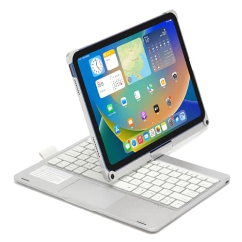 kaidisen 360 Rotatable Keyboard for iPad A16 (11th Gen, 11", 2025) iPad 10th Generation 2022 10.9 inch Keyboard Case with Touchpad 7 Color Backlight Foldable Backlit Keyboard 360 Rotating,Silver
