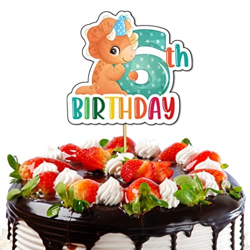 Festiko® Dino Theme Birthday Decoration,Dino Birthday Party Number Cake Topper,Dinosaur Party Decorations for Kids,Kids Birthday Decoration Item Six Number Cake Topper