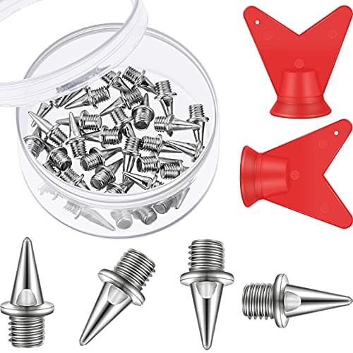 Hotop 32 Pieces 1/2, 1/4, 3/8 Inch Track Spikes Steel Sports Shoe Spikes Replacements with Spike Wrench for Sports Short Running Track Shoes(1/4 Inch,White)