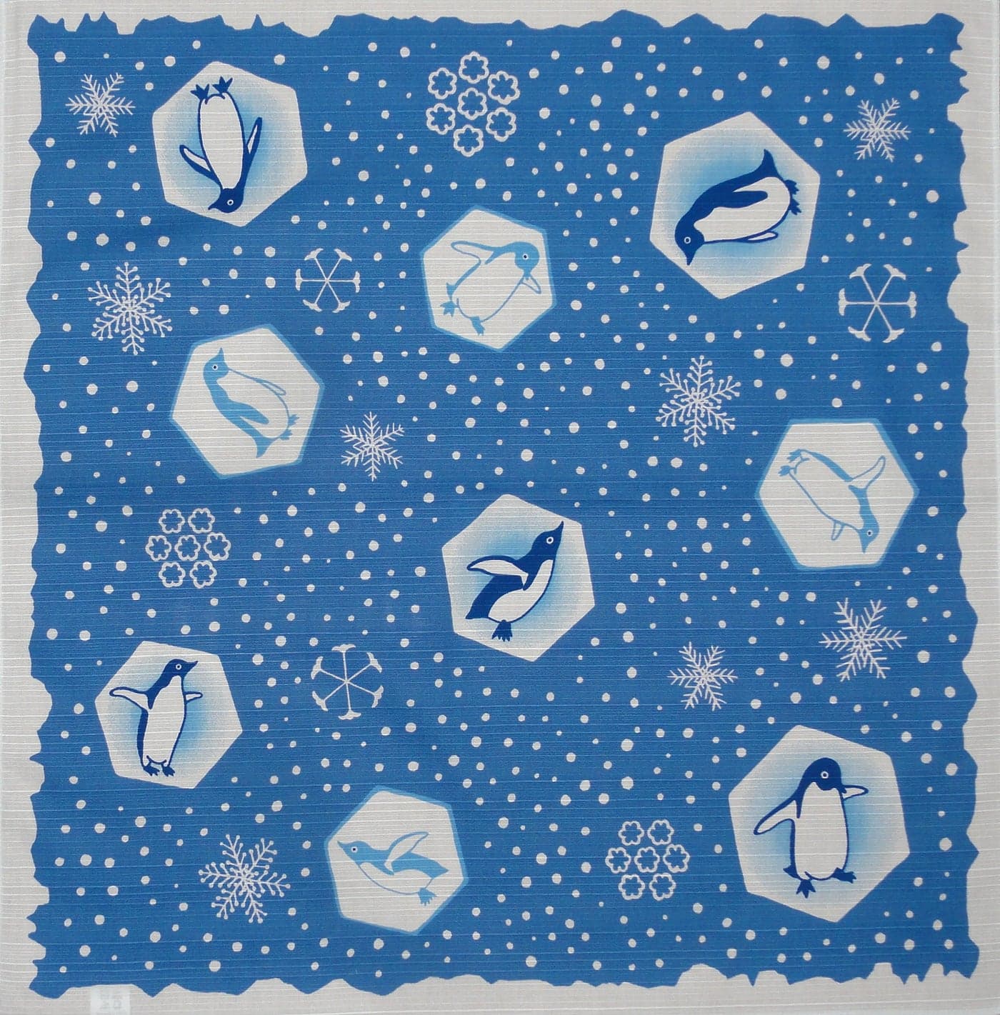 Furoshiki Wrapping Cloth Penguins and Snowflakes Motif Japanese Fabric 50cm