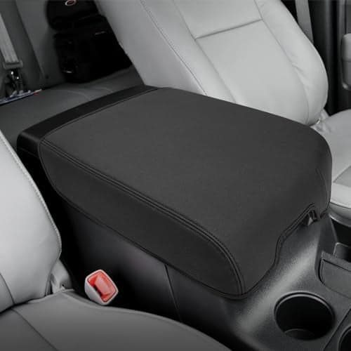 Center Console Cover for Toyota Tundra Accessories 2007-2013 & Toyota Sequoia 2008-2022, Vinyl Leather Car Armrest Protector, Anti-Scratch, Black