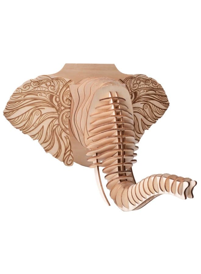 Direct Color Boxed Animal Model DIY Three-dimensional Wooden 3D Laser Puzzle Puzzle Puzzle Toy-Color:XI-G002 Elephant Head
