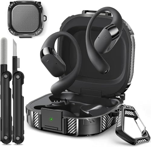 JOREMX for SHOKZ OpenFit 2 Case 【with Secure Lock】, Shock Protective Hard Shell Case Compatible with SHOKZ OpenFit 2 Open-Ear Headphones Case Cover with Keychain & Cleaning Kit, Black