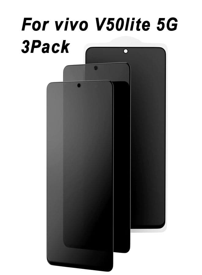 3 Pack Privacy Screen Protector for vivo V50 Lite 5G Privacy Glass Full Coverage Anti Spy Tempered Glass Protective Film