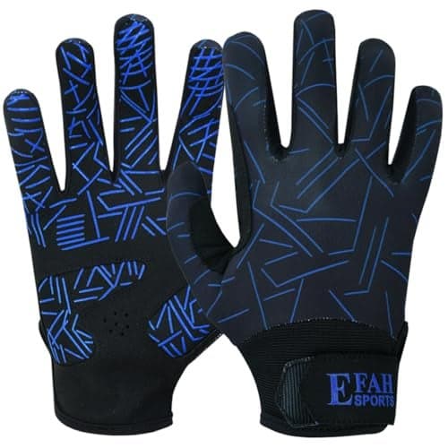 EFAH SPORTS Baseball Batting Gloves for Youth Adult Mens Kids Boys Padded Comfortable Softball Batting Gloves with Super Grip Finger Fit Palms (Blue, Youth Small)