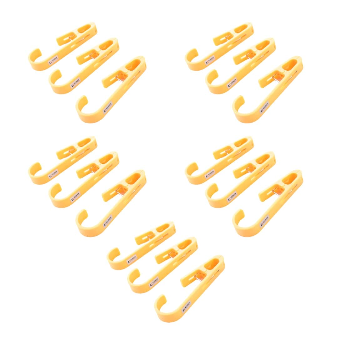 Kuber Industries Multipurpose Bar Hooks Pins for Laundry Kitchen Wardrobe ABSDurable Strong GripEasy to Use Pack of 15 Yellow