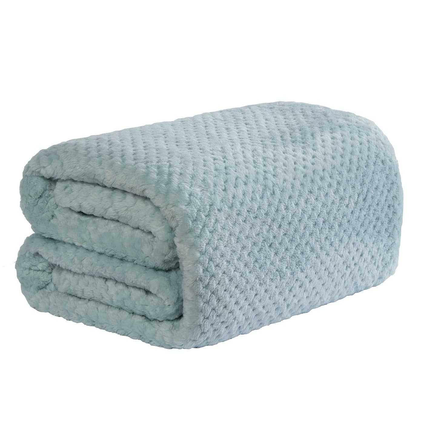 Dreamscene Fluffy Fleece Throw Blanket for Sofa Soft Cosy Warm Honeycomb Waffle Mink Blanket for Bed Lightweight Travel Faux Fur Double Throws Duck Egg Blue 150 x 200cm