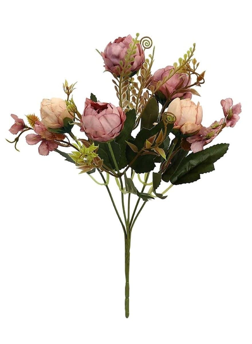 Harmony Blooms: Artificial Mix Mini Peony Flower Bouquet PINK