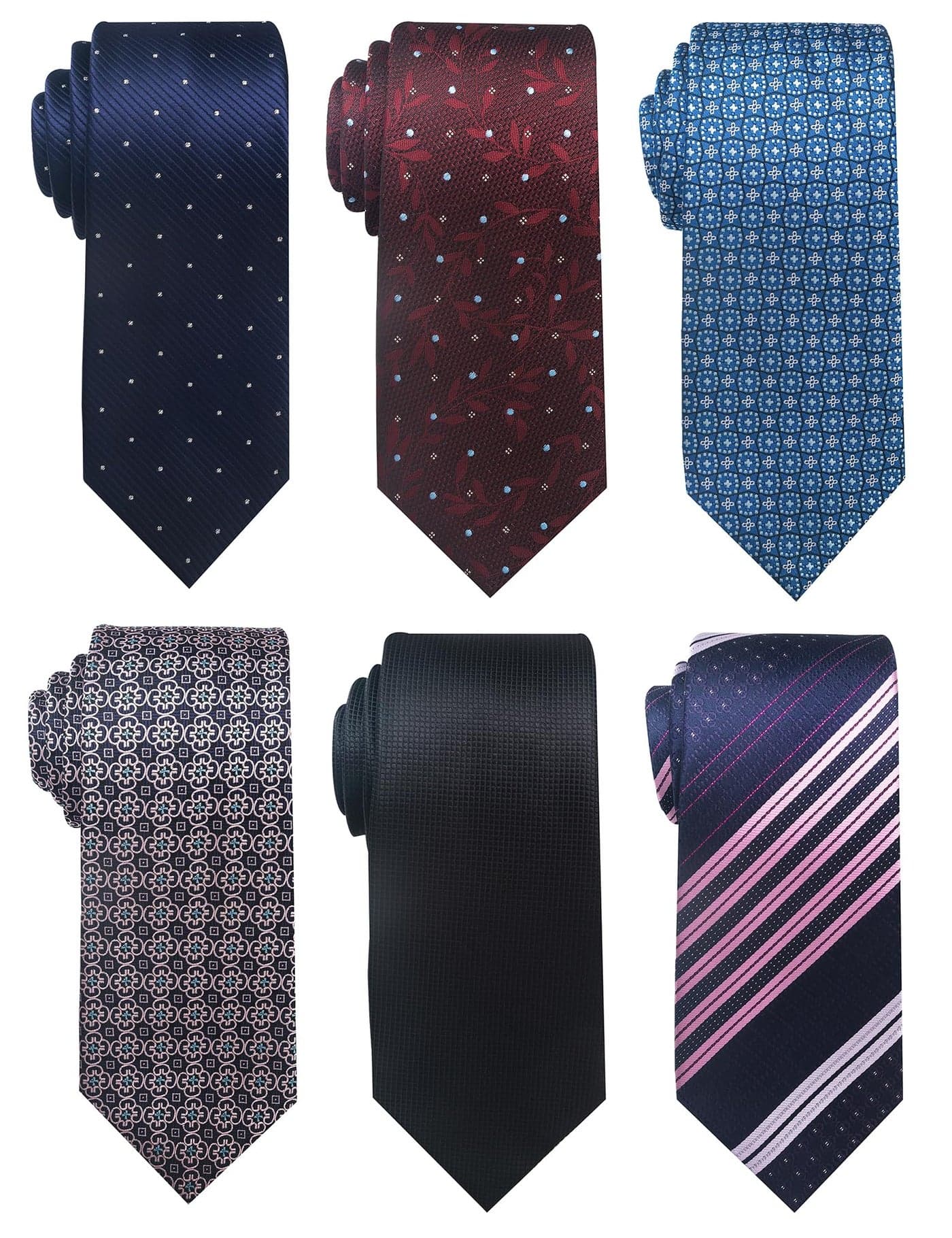 Passabin Tie For Men Necktie Woven Jacquard Neck Ties 6 PCS BlueRedBlackPurple