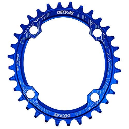 DECKAS Round Oval 104BCD 30T 32T 34T 36T 38T Narrow Wide Chainring Single Chainring for 6/7/8/9/10/11/12-Speed (Round Black, 30T)