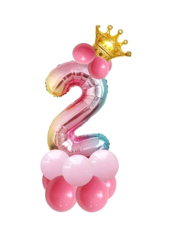 Rainbow 2 Number Balloons With Crown