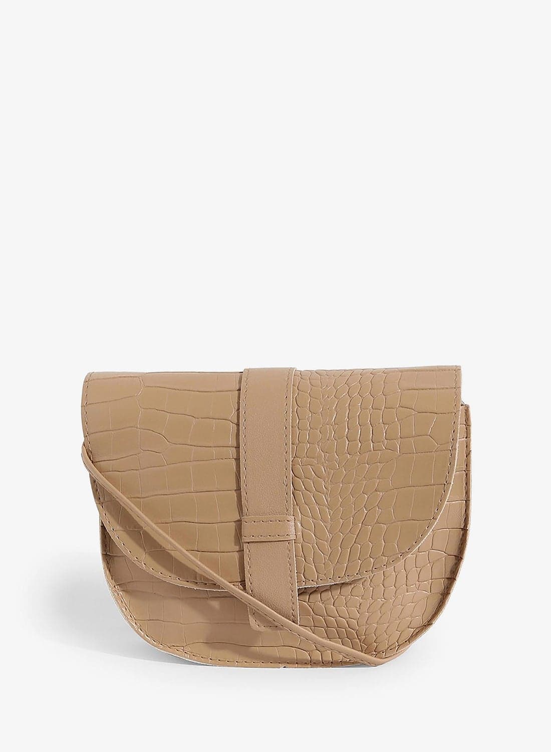 Croco Beige Cross Body Bag
