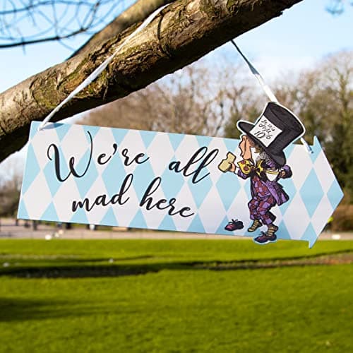 Talking Tables 12 x Alice in Wonderland Party Signs Arrow Direction | Reusable Mad Hatters Themed Room Decor Party Decorations for Wedding Venue Signs Onederland Birthday Baby Shower,