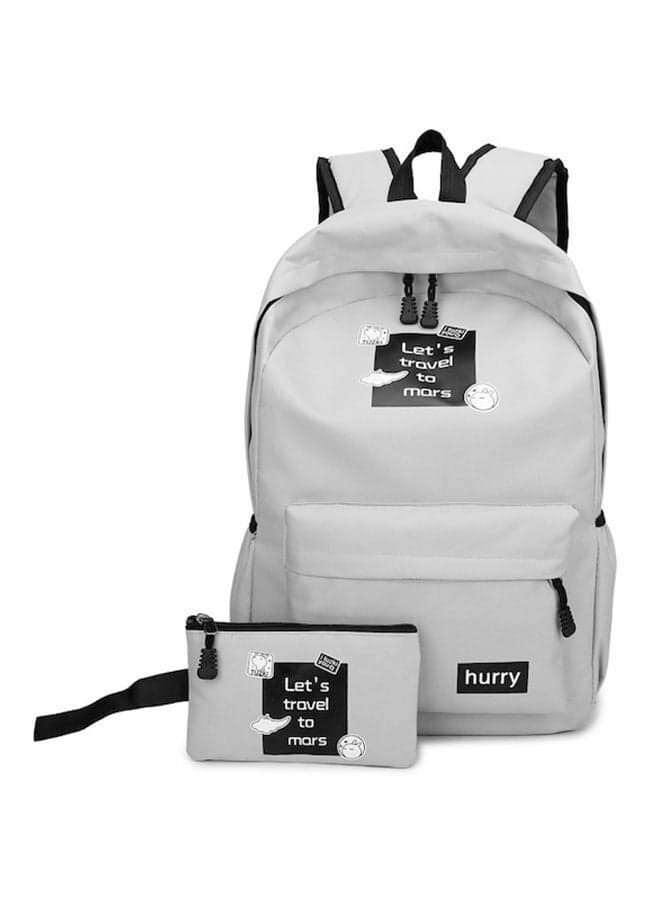 2-Piece Letter Pattern Backpack Set Grey