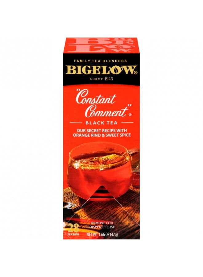 Bigelow Constant Comment Tea 28-Count Box (Pack of 1) Spiced Premium Black Tea with Orange Peel Antioxidant-Rich Full Caffeine Black Tea in Foil-Wrapped Bags