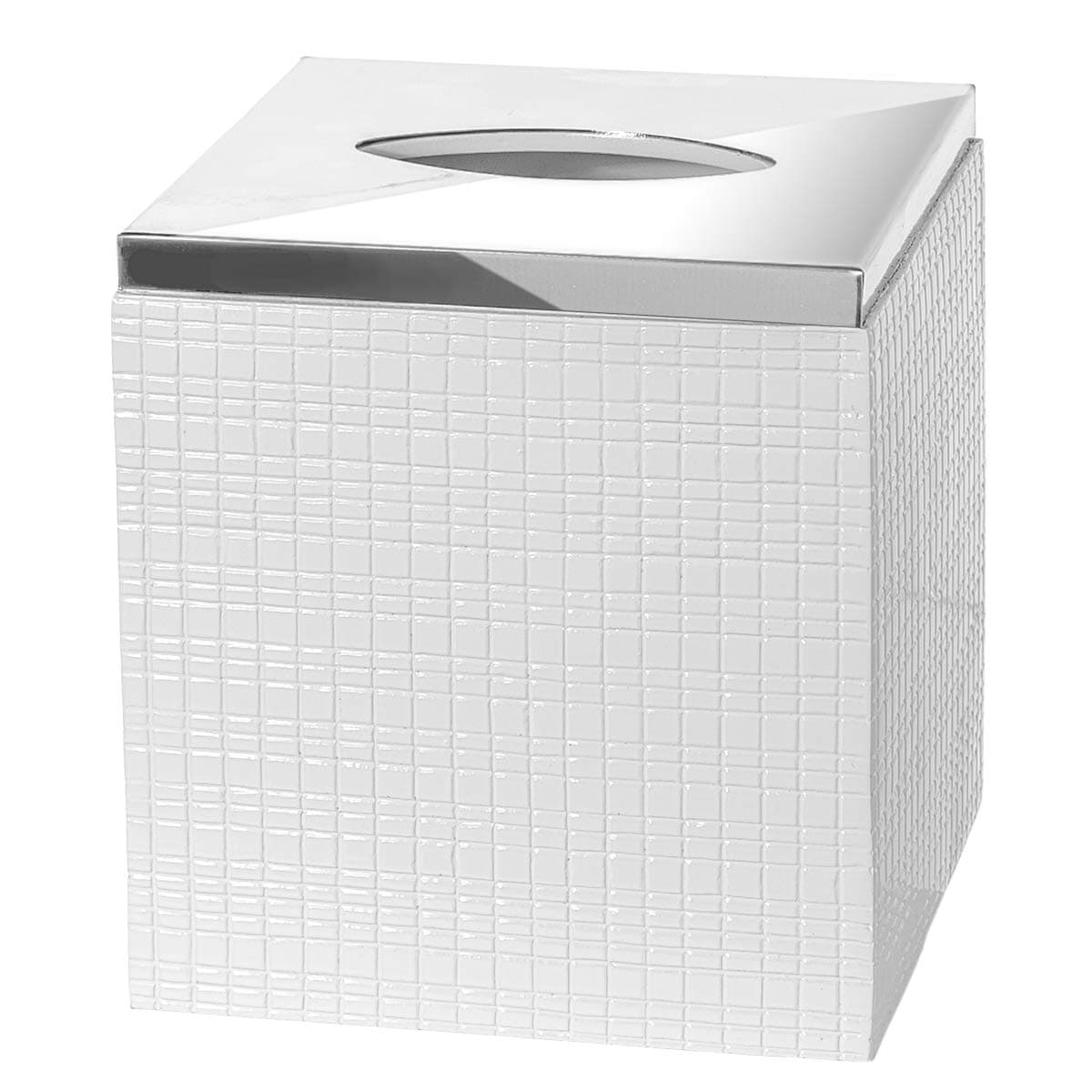 Creative Scents Estella White Tissue Box Cover Square Decorative Bathroom Tissue Box Holder Elegant Design Tissue Cover for Modern Bathroom Decor