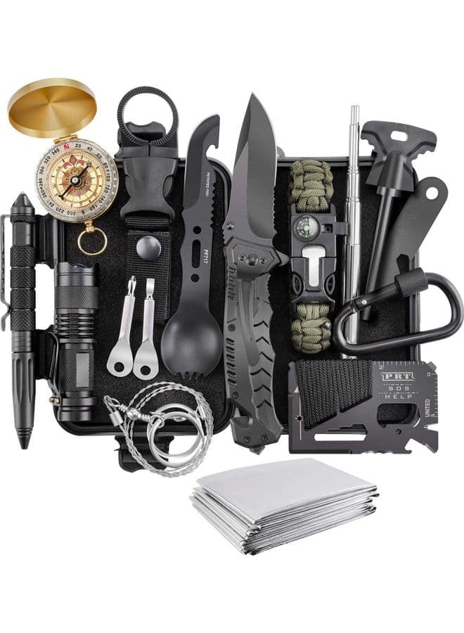 17-in-1 Emergency Survival Kit for SOS Emergency Tactical Hiking Hunting Disaster Camping Adventures