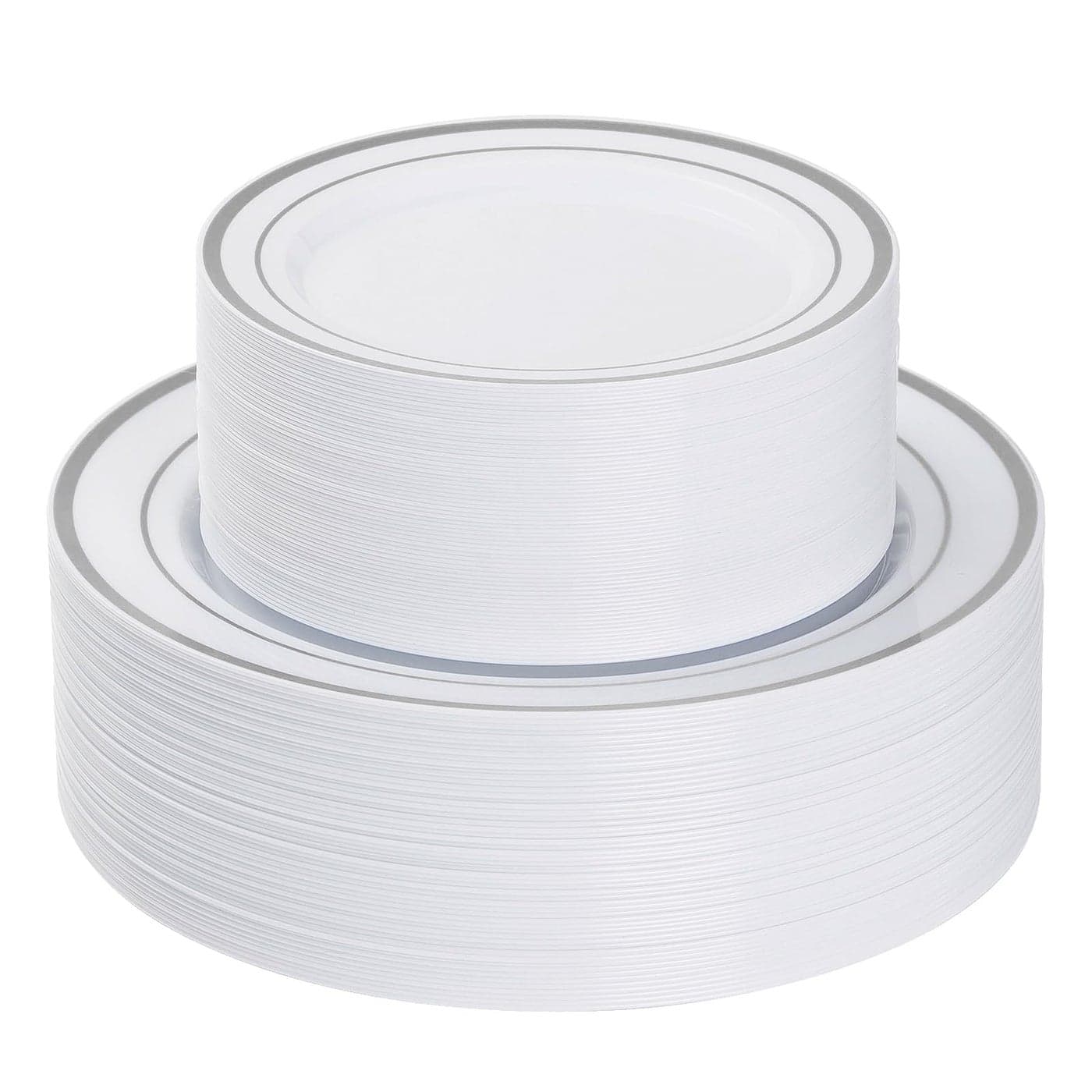 Goodluck 120PCS Silver Plastic Plates Heavy Duty Disposable Silver Plates with 60 1025 inch Dinner Plates and 60 75 inch Dessert Plates Disposable Plates for Party Holiday Wedding