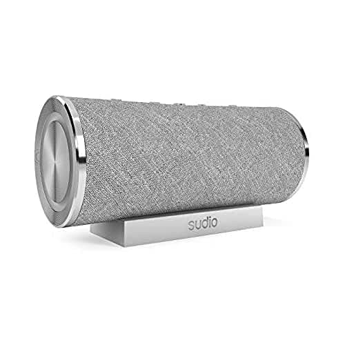 Sudio Femtio Portable Bluetooth Speakers - Wireless, IPX6 Waterproof, Dual Play, with Microphone, 14h Play Time, for Android and iOS (Silver)