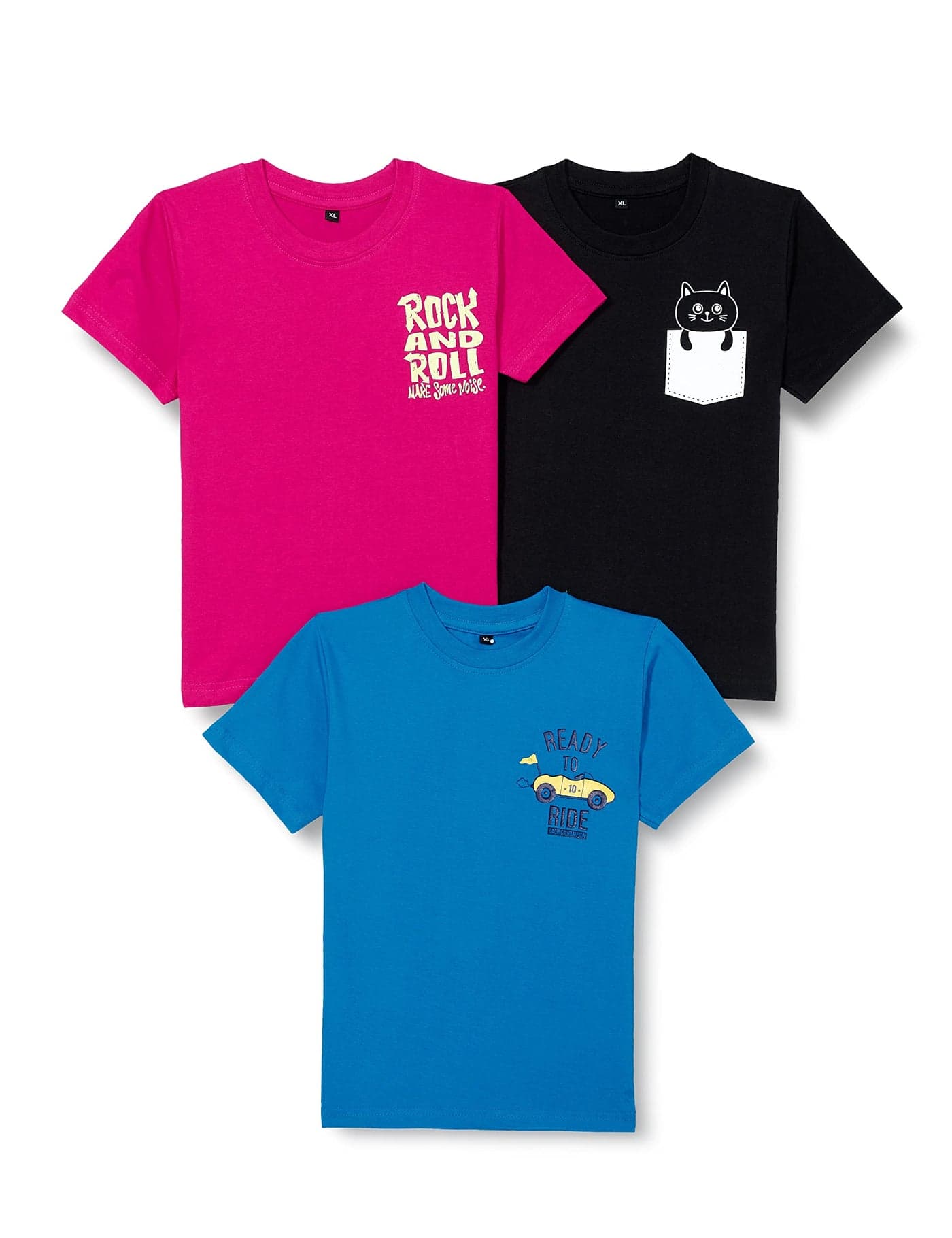T2F Boy's Cotton Solid Regular Fit T-Shirt (Pack of 3)