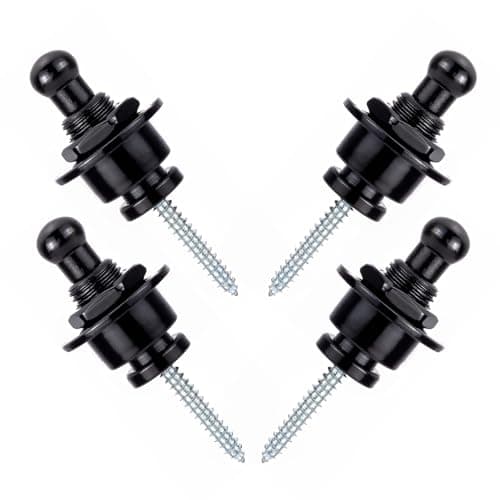Swhmc Guitar Strap Locks 4 Pack, Schaller Style Locking Strap Buttons for Electric Bass Acoustic Guitar, Black Copper Anti-Slip Security System, Easy Install